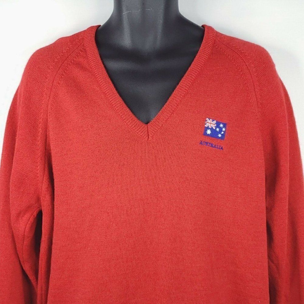 Vintage Wool V-Neck Sweater Red Australia XL